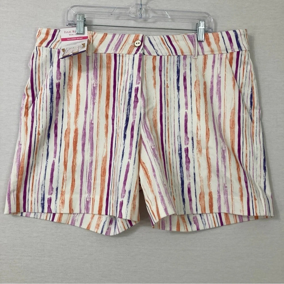 New Isaac Mizrahi Colorful Striped Soft Stretch Summer Shorts size 16 - Picture 1 of 11